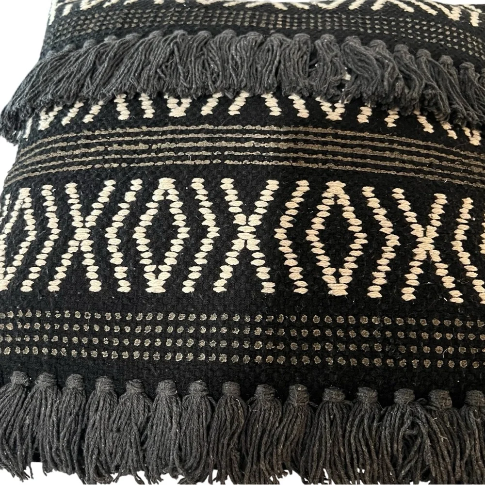 Boho Tribal Print Tassel Decorative Accent Pillow